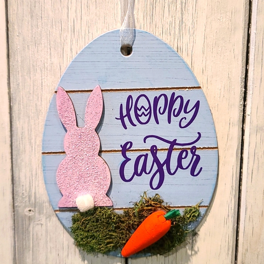 Easter Sign with Ribbon - Mailable- Great wall hanging or Easter card gift